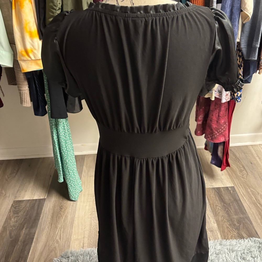 Y2K Puff Sleeve Satin Hem Babydoll Dress - Picture 5 of 15